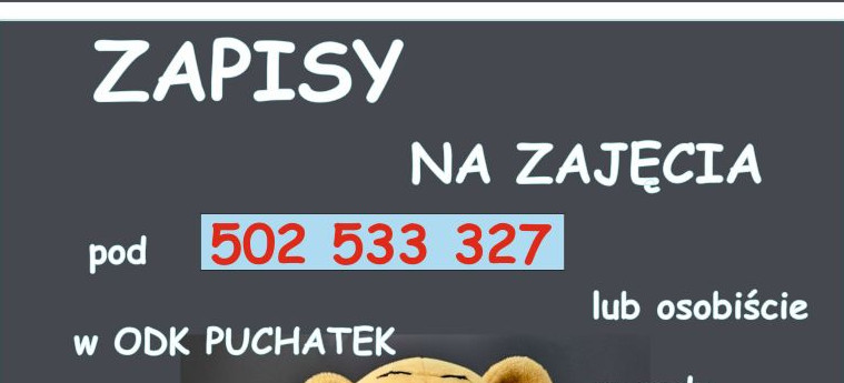 Zapisy na zajęcia w ODK Puchatek