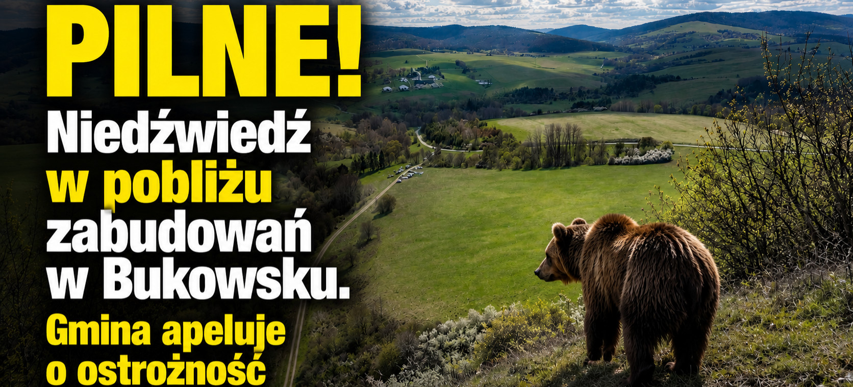 Niedźwiedź w pobliżu zabudowań w Bukowsku. Gmina apeluje o ostrożność