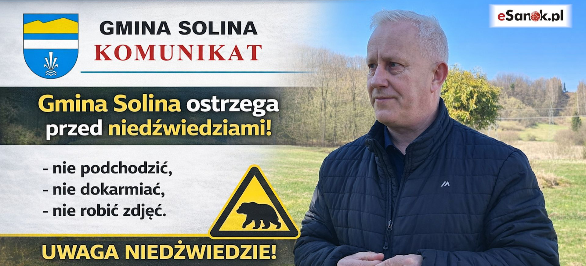 GMINA SOLINA: Niedźwiedzie coraz bliżej domów. Pilny komunikat