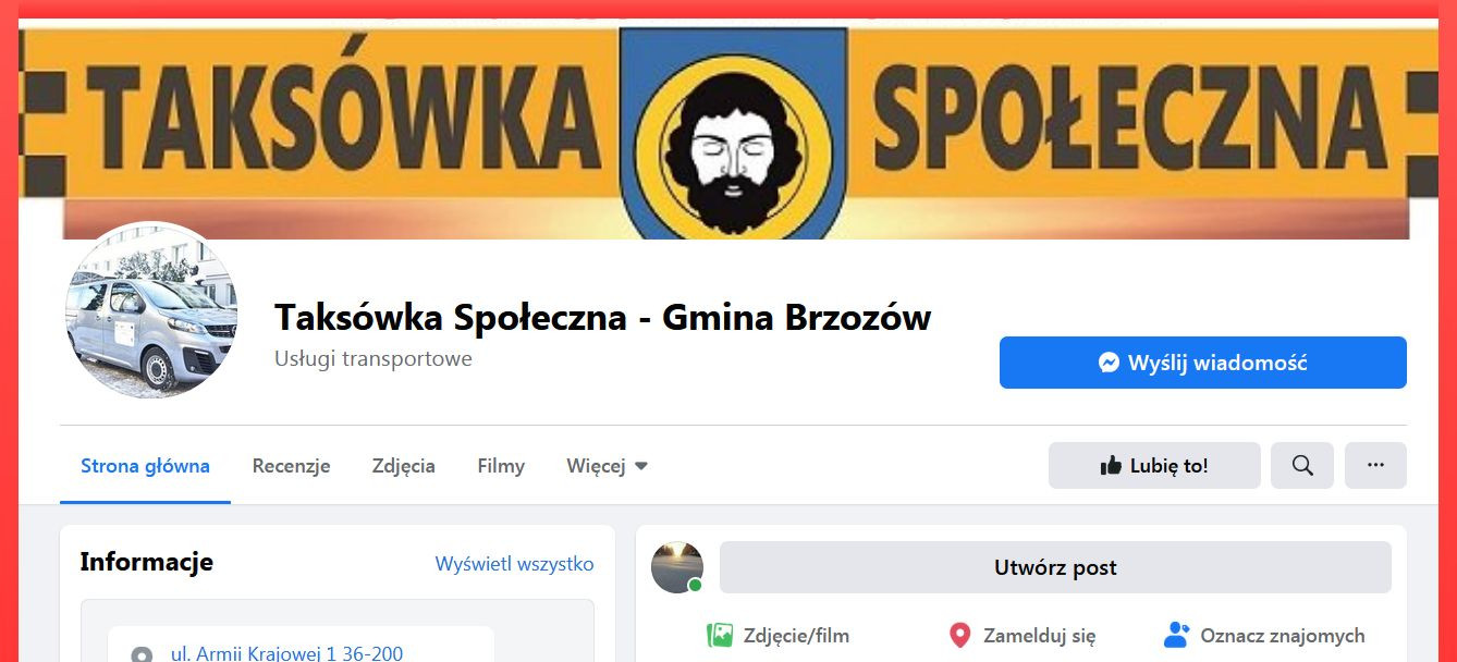 Oficjalny profil Taksówki Społecznej na Facebook’u