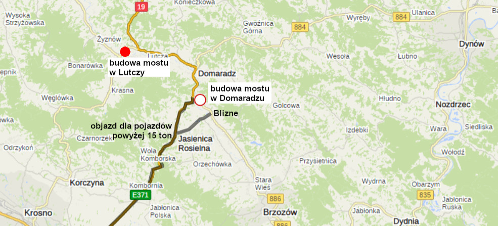 Uwaga! Planowane zamknięcie drogi wojewódzkiej nr 886 w Domaradzu