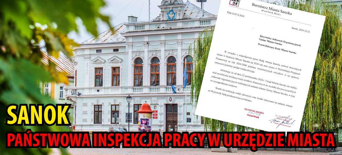 SANOK. Państwowa Inspekcja Pracy w urzędzie miasta. Kontrola wstrzymania wypłat