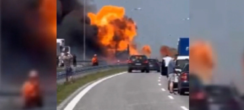 Ogromy pożar tira z łatwopalnymi substancjami na S19! (VIDEO)