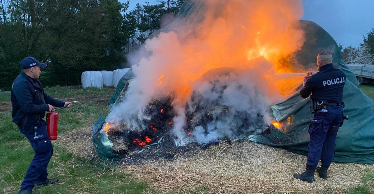 Groźny incydent w Uhercach Mineralnych. Podpalił siano, bo nie wpuścili go do domu