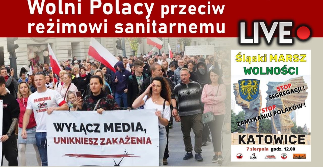 Wolni Polacy przeciw reżimowi sanitarnemu. WIELKI MARSZ O WOLNOŚĆ! LIVE!