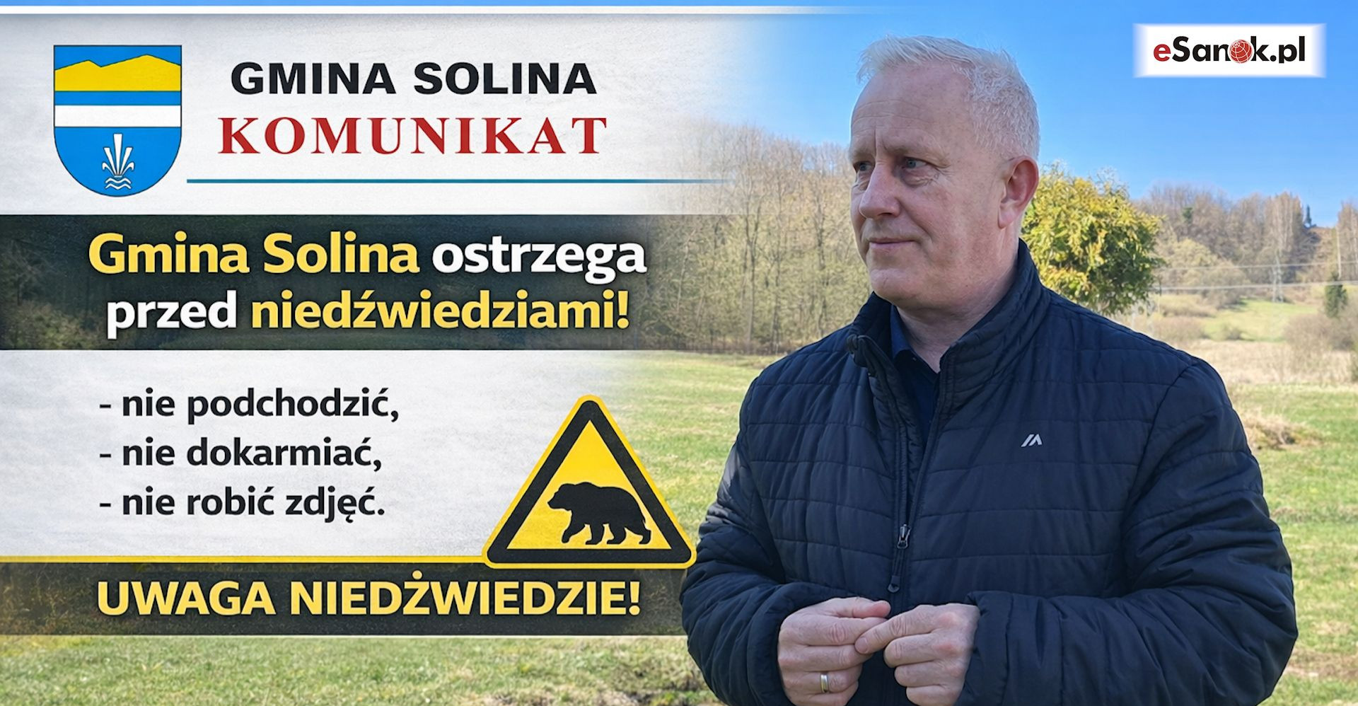 GMINA SOLINA: Niedźwiedzie coraz bliżej domów. Pilny komunikat
