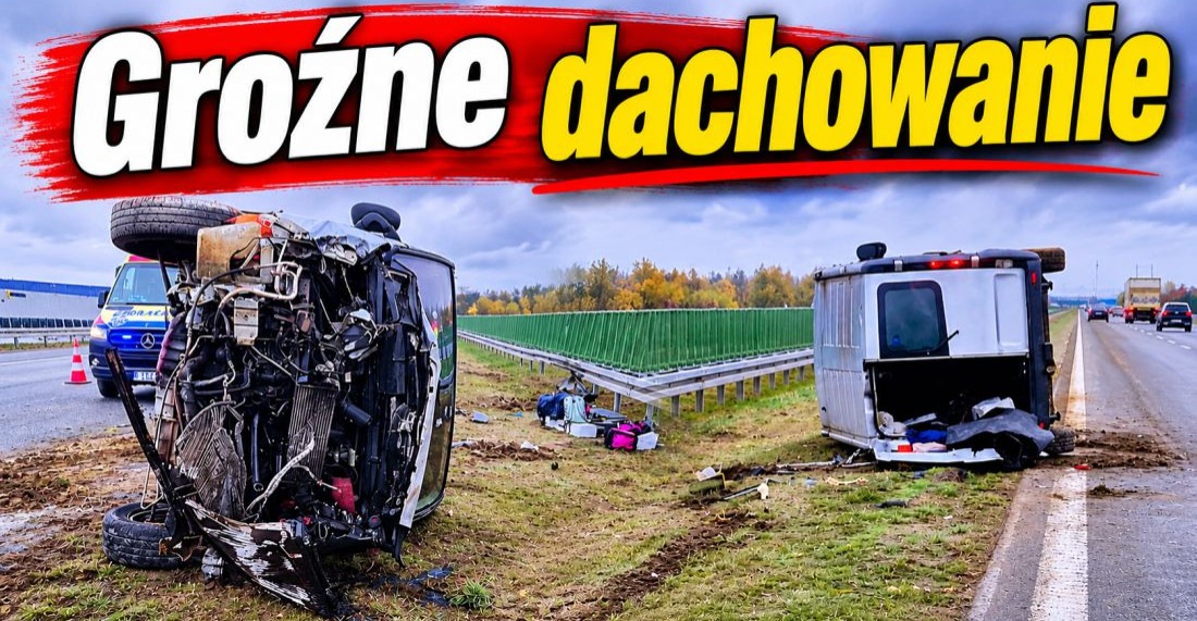 Groźne dachowanie. Kierowca nissana w szpitalu (ZDJĘCIA)