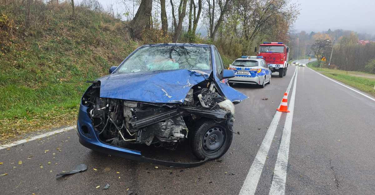 Kolizja w Domaradzu. Kobieta straciła panowanie nad pojazdem (ZDJĘCIA)