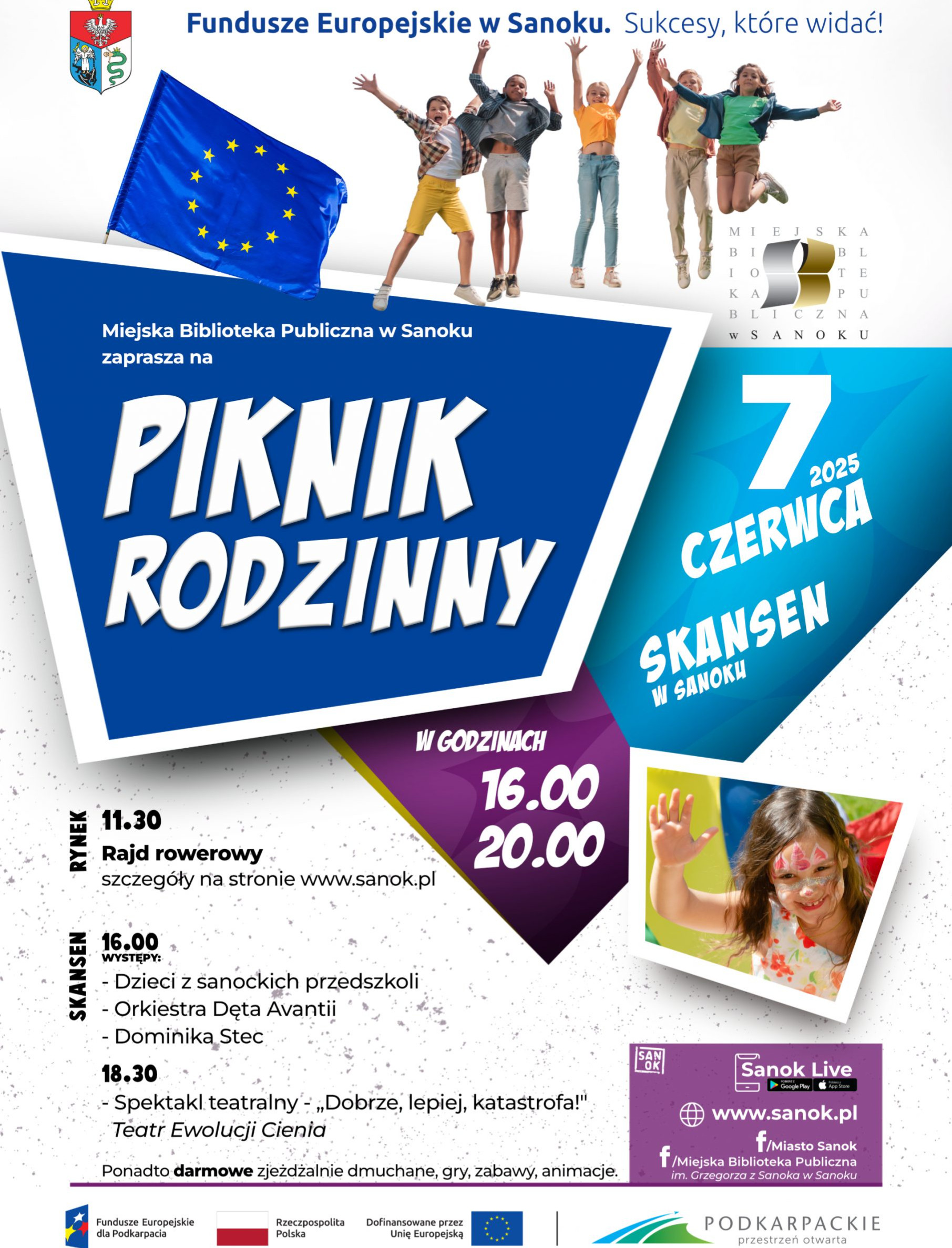 Fundusze Europejskie w Sanoku – sukcesy, które widać! Rodzinny piknik, rajd rowerowy i artystyczne atrakcje!