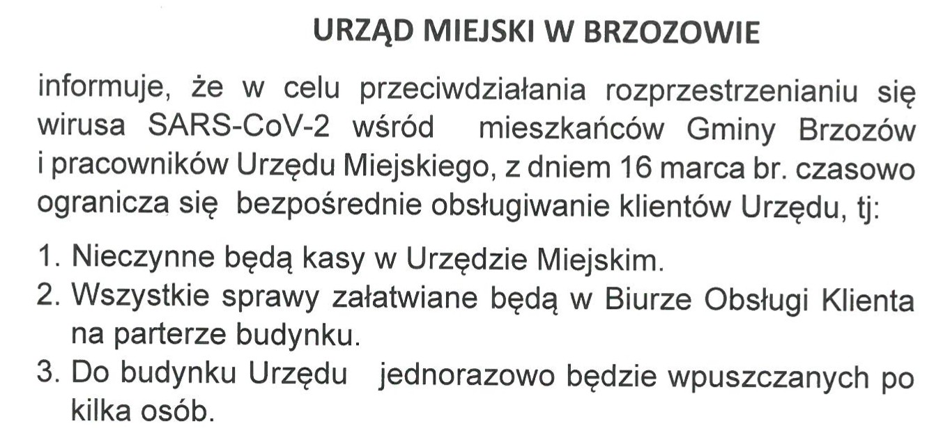 BRZOZÓW: Komunikat urzędu!