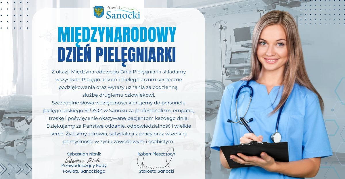 Święto pielęgniarek i pielęgniarzy. Wyjątkowe życzenia od Powiatu Sanockiego