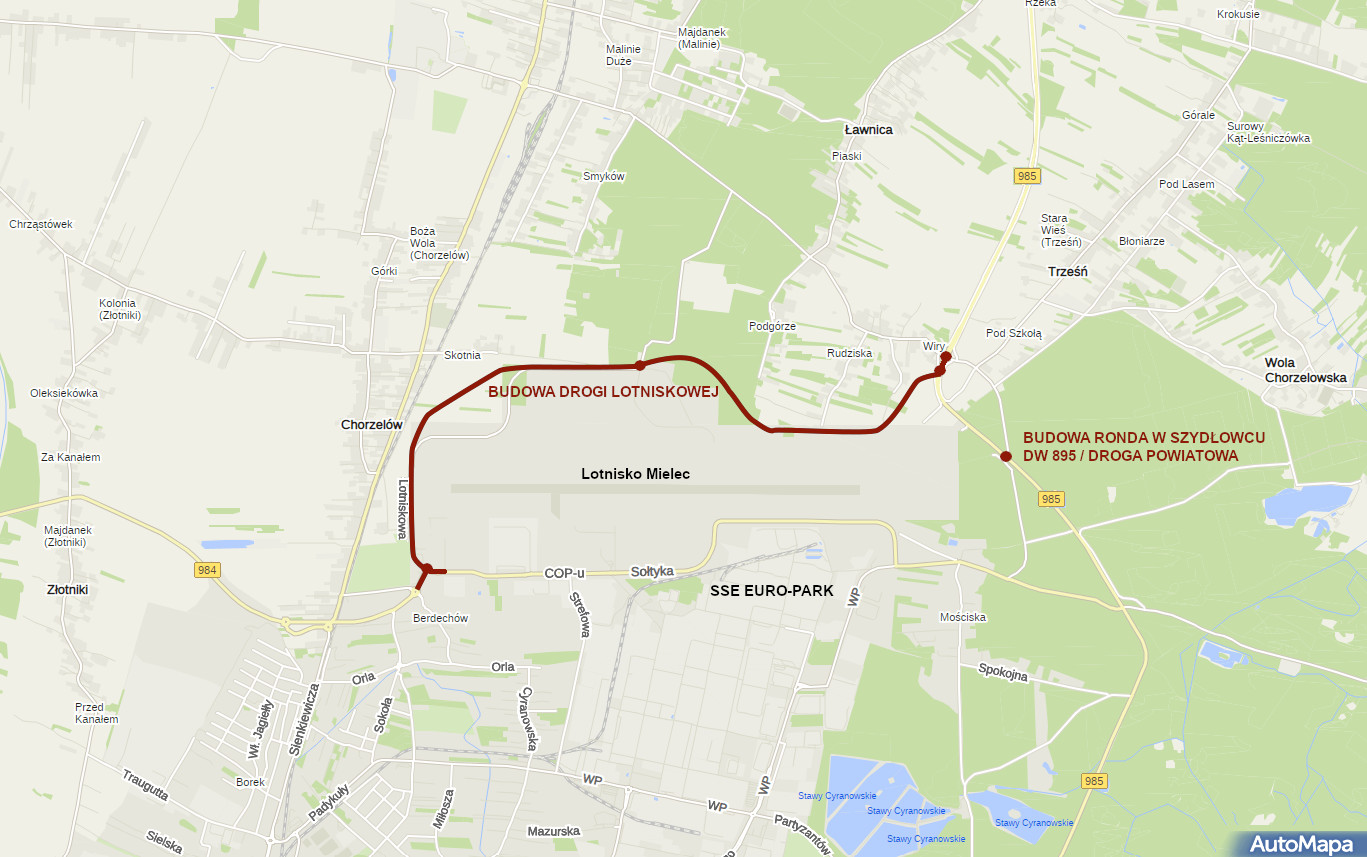 Mielec Lotniskowa i rondo w Szydłowcu