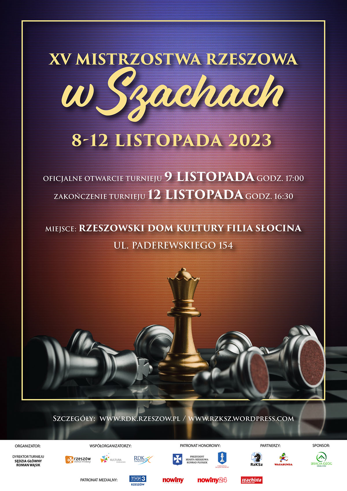 Plakat - XV Mistrzostwa Rzeszowa w Szachach