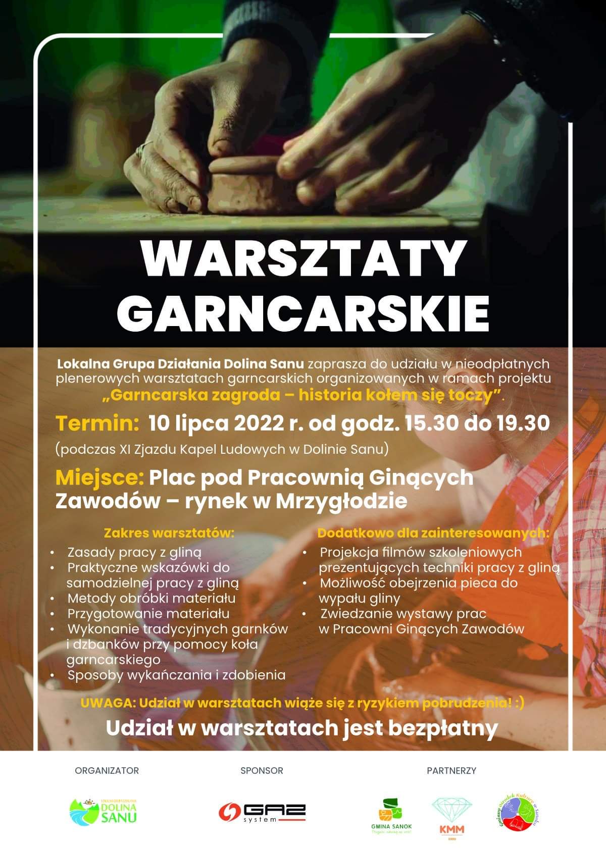 plakat-warsztaty-garncarskie-2022-zagroda-garncarska-Zjazd-Kapel-Mrzyglod-10_07_2022